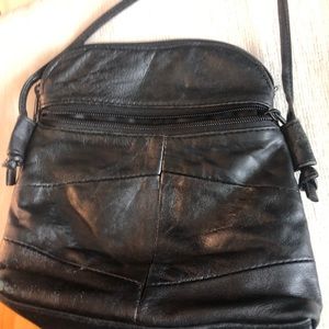 Black leather crossbody bag